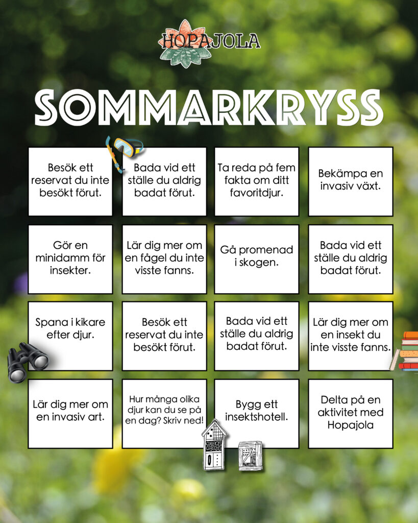 Sommarbingo, naturbingo Hopajola